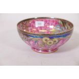 A Maling lustre bowl with floral decoration