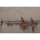 L. Johnwallis(?), B.W.S. (British, C19th), boats in the harbour, Victorian, signed lower right,