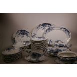 A large quantity of Victorian late Mayers 'Flora' dinner service, white ground with blue floral