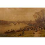 After R.F. McIntyre, The Oxford and Cambridge Boat Race at Mortlake on Thames, chromolithograph
