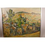 After Lezanna, impressionist landscape, oil on board, signed, 29" x 23"