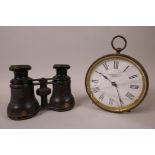 A brass cased mantel clock of circular form by Camerer Kuss and Co. London (for restoration) 3¾"