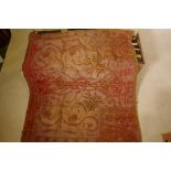 An antique Ottoman stumpwork on velvet wall hanging, 46" x 50"