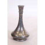 A C19th bidri ware vase with inlaid floral decoration, 9" high