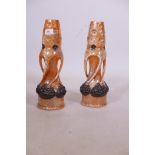 A pair of Continental lustre glazed pottery vases, 15" high