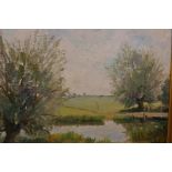 After Dunlop, Arundel, river landscape, oil on board, titled verso, signed, 15½" x 12"