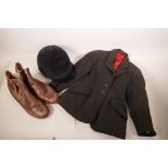 A bespoke child's hunting jacket, riding hat and Lester Bowden Jodhpur boots