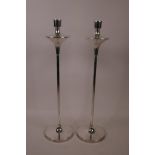 A pair of contemporary hallmarked candlesticks, by 'W I Broadway & Co.', Birmingham, 2005, 15½" high