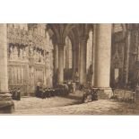 'In the Aisles of Chartres Cathedrale', presentation proof engraving, 1881, monogrammed, plate 21" x