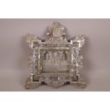 A mother of pearl and abalone diorama depicting Michelangelo's Last Supper, the frame inscribed