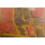 Reynolds (late C20th), brown and red abstract, signed lower right, oil on canvas, 24" square