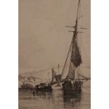 Edmund William Cooke (British, 1811-1880), 'Fishing Boat Arrived', engraving, signed in the margin