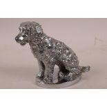 A contemporary chromium plated car mascot cast as a spaniel, 4½" high