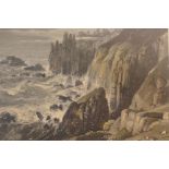 William Daniell RA (British, 1769-1837), 'The Land's End Cornwall', aquatint with hand colouring,