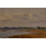 English School, 'View of the Estuary', unsigned, watercolour, 9½" x 4"