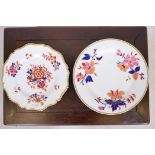 Two Worcester Flight Barr & Barr Imari porcelain plates, c.1825, hand painted with colourful