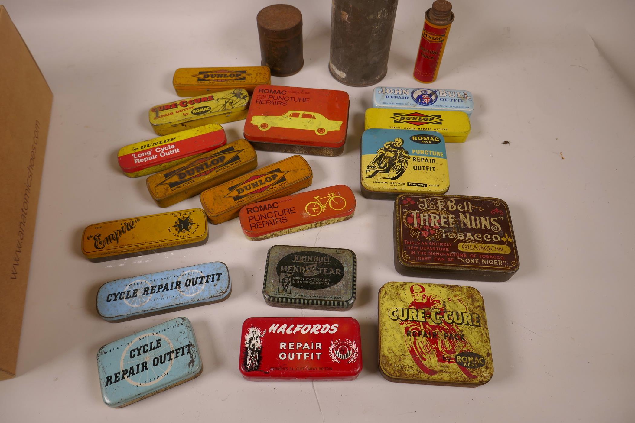 A box of vintage tins, mainly puncture repair outfits by John Bull, Romac, Dunlop, Empire etc - Image 2 of 2