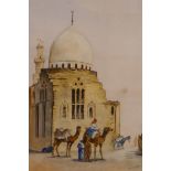 H. Walter, 94 (1894), figure riding camels in a Middle Eastern street, watercolour, 9½" x 12"
