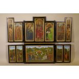 A late C19th chromolithograph of the great altarpiece polyptych after the original by 'Hubert &