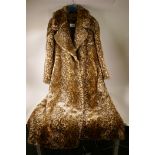 A Lamada faux fur leopard print full length coat, medium/large