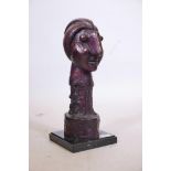 After Picasso, bronze bust, head of a woman, mounted on a marble base, 17" high