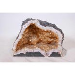 A large geode quartz specimen, 14" x 20"