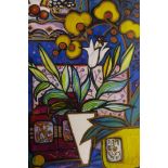 Penelope Townson (British), 'Still Life with Lilies and Orchids', contemporary, signed lower left,
