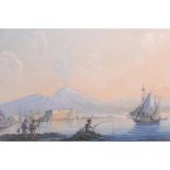 C19th Italian School, Naples harbour scene with Vesuvius in the background, unsigned and dated '