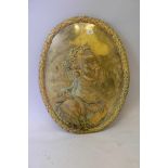 A gilt bronze wall plaque depicting Catherine the Great in laurel coronet, bears a metal tag