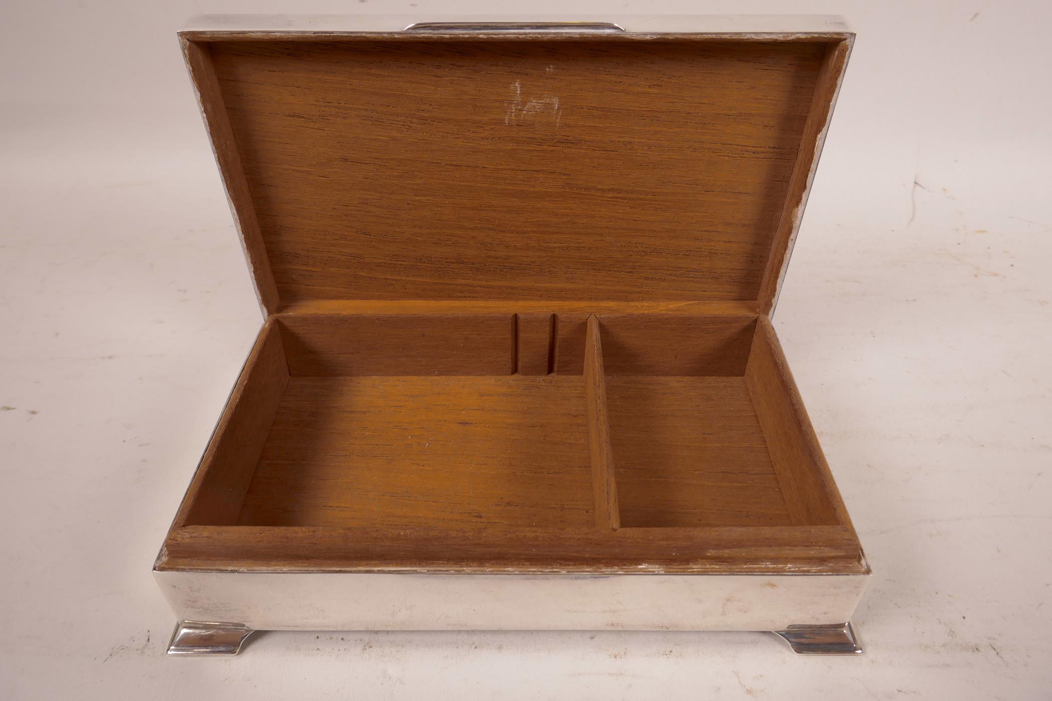 A silver cigarette box, hallmarked Birmingham 1975, 6" long, 3½" wide x ¼" high - Image 4 of 6