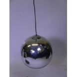 A contemporary silvered glass pendant ceiling lamp, 12" diameter