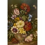 In the style of Jan Van Huysum (Dutch, 1682-1749), still life of flowers and insects, unsigned,