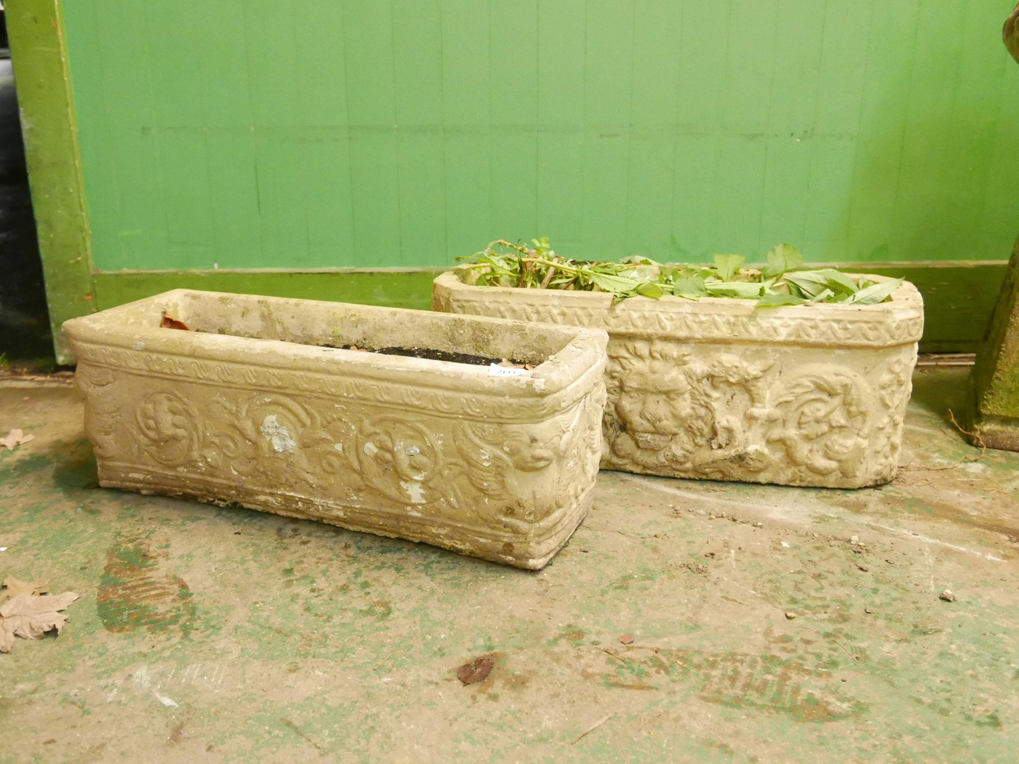 Two concrete garden troughs, 28" x 10" x 10" - Image 2 of 6