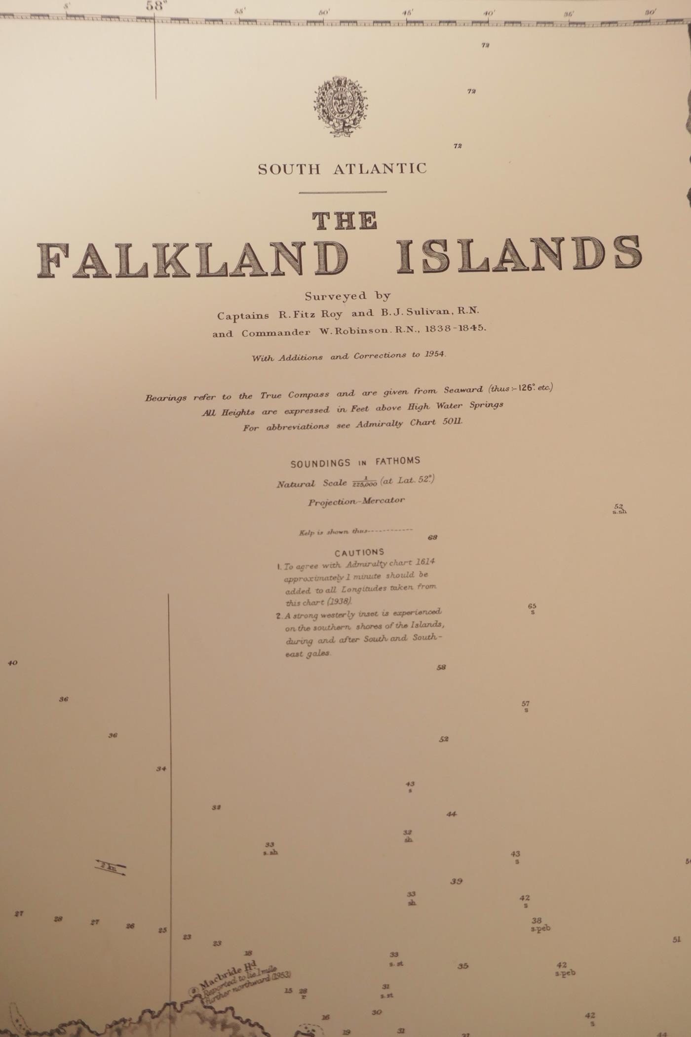 Multiple Admiralty charts, covering the Falkland Islands, Tierra del Fuego, the North Sea, Harwich - Image 2 of 6