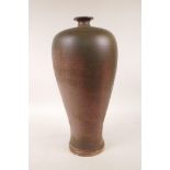 A Chinese pottery meiping vase with copper style glaze, 14" high