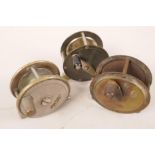 Three vintage trout fishing reels, 2½" diameter