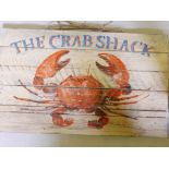 A replica painted advertising sign, 'The Crab Shack', 35½" x 21"