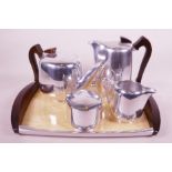 A New Maid Picquot ware four piece tea and coffee set on a tray, tray 15½" x 11"