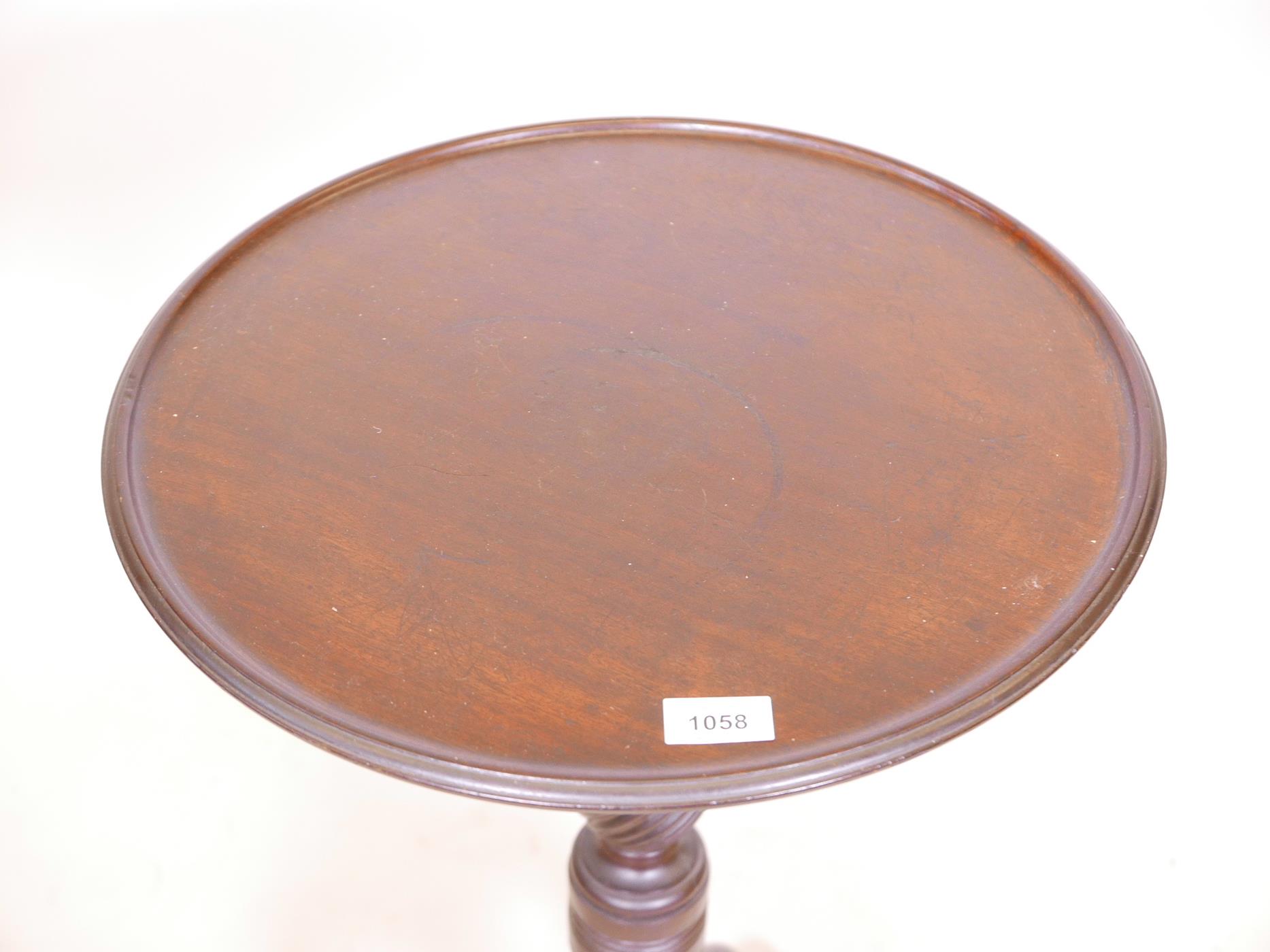 A Georgian Cuban mahogany dish top lamp/wine table, raised on a turned and carved column and - Image 4 of 12