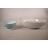 A Shelley pearlescent lustre wash basin, together with an Ashworth Ironstone stem bowl from the '
