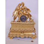 A C19th ormolu mantel clock in the Orientalist style, the top depicting an Ottoman with a dancer,