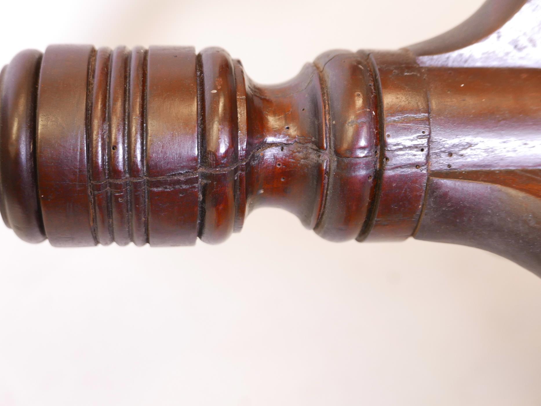 A Georgian Cuban mahogany dish top lamp/wine table, raised on a turned and carved column and - Image 10 of 12