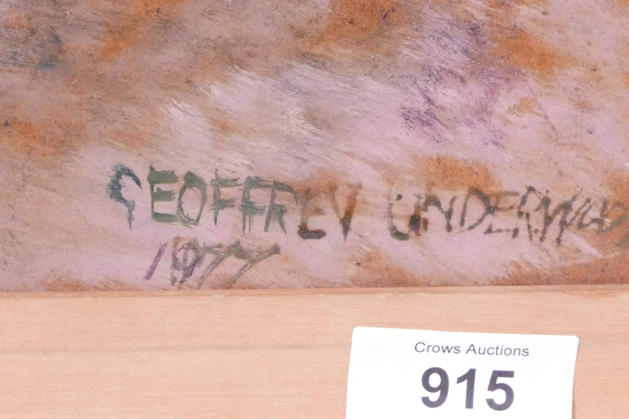 Geoffrey Underwood, Lock Aparatus, inscribed verso, signed and dated 1977, 24" x 36" - Image 4 of 4