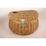 A traditional woven fishing basket/creel, 15" wide
