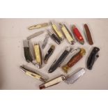 A collection of seventeen various pen knives, largest 5½" long