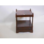 A mahogany single drawer two tier side table, 18" x 18" x 23"