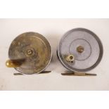 A vintage 3" trout fishing reel by Arthur Allen of Glasgow, together with a similar brass and