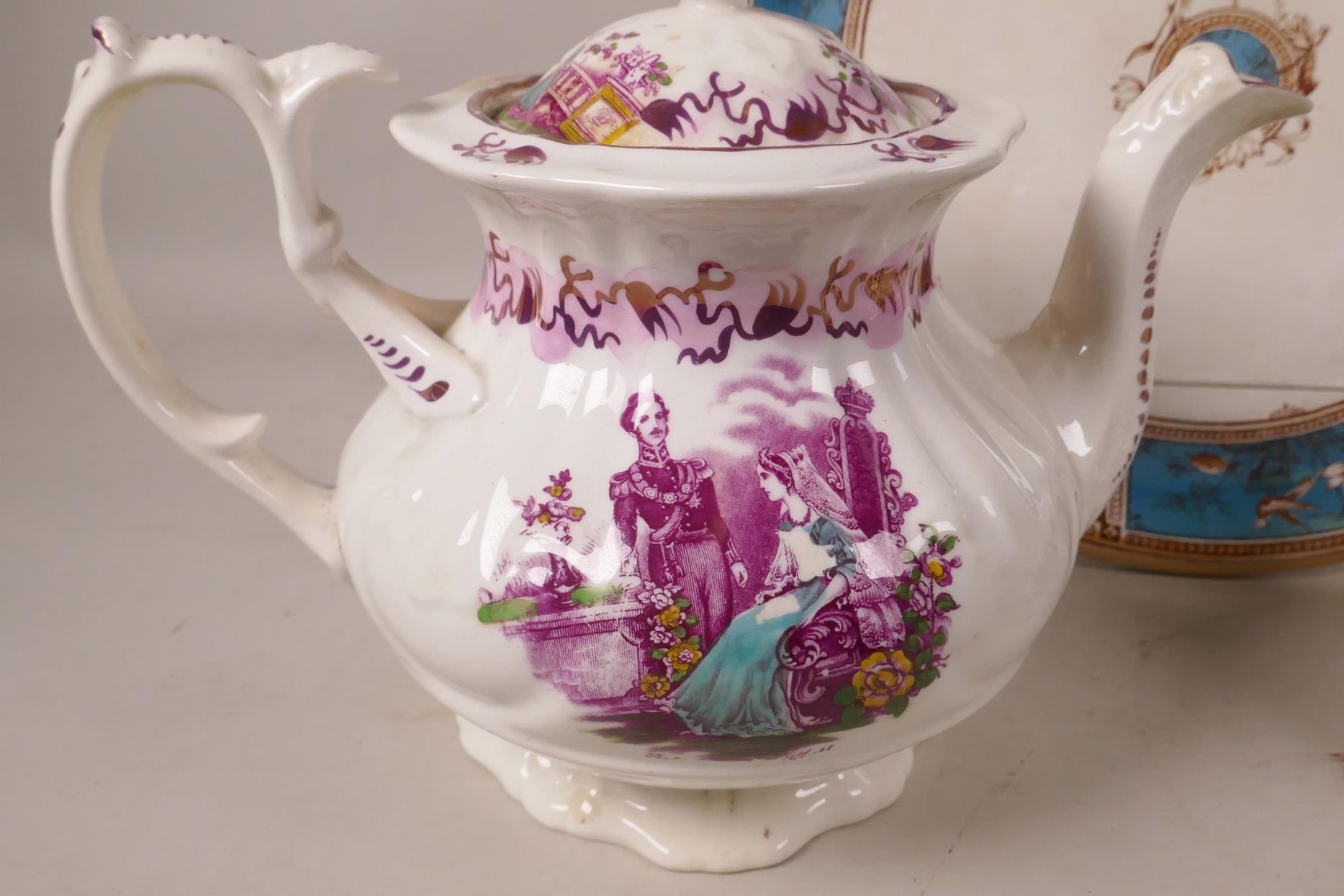 A C19th Edge Malkin porcelain cheese stand, the border printed with classical urns, birds and - Image 5 of 6