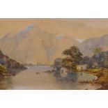 After Edwin Earp (British, 1851-1945), Italian mountain lake scene, unsigned watercolour, minor