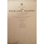 Multiple Admiralty charts, covering the Falkland Islands, Tierra del Fuego, the North Sea, Harwich